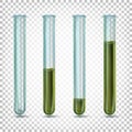 Laboratory glass tubes with dark dirty green