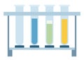 Laboratory glass tubes with liquid in the holder vector icon flat isolated