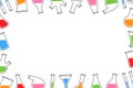 Laboratory glassware banner. Laboratory glass equipment. Conical flask, glass beaker, filter funnel, glassware Royalty Free Stock Photo
