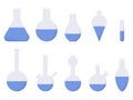 Laboratory glassware. Chemical flasks, medical test tubes icon set. Vector Royalty Free Stock Photo