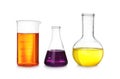 Laboratory glassware with color liquids Royalty Free Stock Photo