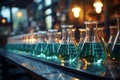 Laboratory glassware creates an immersive chemistry science atmosphere