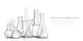 Laboratory glassware 3d realistic vector banner