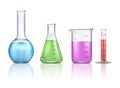 Laboratory glassware 3d realistic vector set Royalty Free Stock Photo