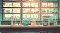 Laboratory glassware filled with chemicals sample for experimental in the biochemistry science laboratory. Glassware in medical Royalty Free Stock Photo