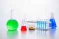 Set of laboratory glassware. Laboratory analysis. Chemical reaction. Chemical experiment using various components.