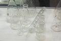 Laboratory glassware for liquids on white background. Test tubes on a white background Royalty Free Stock Photo