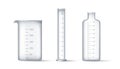 Laboratory glassware, measuring instruments set. Realistic equipment for chemical lab