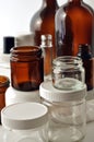 Laboratory glassware, medical and cosmetic jars and bottles Royalty Free Stock Photo