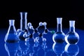 Laboratory Glassware and molecules Royalty Free Stock Photo