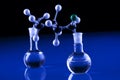Laboratory Glassware and molecules Royalty Free Stock Photo
