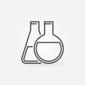 Laboratory glassware outline icon - vector flasks concept sign