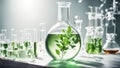 Laboratory glassware, plant research natural science organic chemical green medical ingredient health