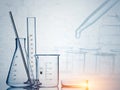 Laboratory glassware , science research,science background. Royalty Free Stock Photo