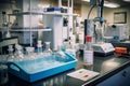 Laboratory glassware on a table in a science laboratory. Scientific equipment Royalty Free Stock Photo