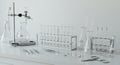 Laboratory Glassware with Test Tubes and Equipment on Clean White Table Royalty Free Stock Photo