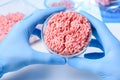 Laboratory grown artificial meat sample in petri dish