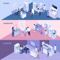 Laboratory Horizontal Isometric Banners