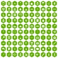 100 laboratory icons hexagon green