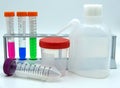 Laboratory labware for science experiments, white background