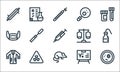 Laboratory line icons. linear set. quality vector line set such as bacteria, mouse, lab coat, formula, alert, medical mask, scale