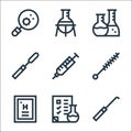 laboratory line icons. linear set. quality vector line set such as dissection, checklist, periodic table, brush, syringe, scalpel