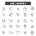 Laboratory line icons, signs, vector set, outline illustration concept