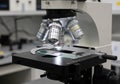 Laboratory microscope equipped with multiple objective Royalty Free Stock Photo