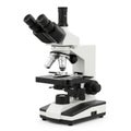 Laboratory microscope with eyepieces and objective lenses isolated on white background Royalty Free Stock Photo