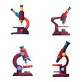 Laboratory microscope flat vector icon for healthcare biology chemistry and science projects Royalty Free Stock Photo
