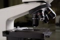 Laboratory microscope lens Royalty Free Stock Photo