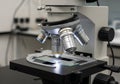 A laboratory microscope with multiple objective Royalty Free Stock Photo