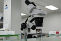 Laboratory Microscope. Scientific and healthcare research background. Royalty Free Stock Photo