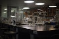 a laboratory with music playing in the background, a tranquil and serene setting