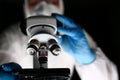 Laboratory Pharmacist Work at Optical Microscope Royalty Free Stock Photo