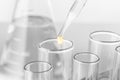 Laboratory pipette with glass test tubes Royalty Free Stock Photo