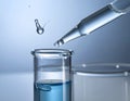 Laboratory Pipette and Test Tube with Blue Liquid in Scientific Environment Royalty Free Stock Photo