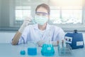 Laboratory research, dropping liquid to test tube Royalty Free Stock Photo