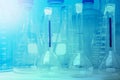 Laboratory Research - Scientific Glassware or beakers For Chemical Background concept Royalty Free Stock Photo