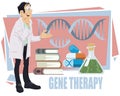 Laboratory research. Scientist character at work. Gene therapy