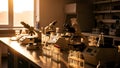 Laboratory Scene with Microscopes and Equipment Royalty Free Stock Photo