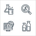 Laboratory and science line icons. linear set. quality vector line set such as bottle, computer, testing Royalty Free Stock Photo