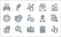 Laboratory and science line icons. linear set. quality vector line set such as test tube, id card, medical result, result, testing