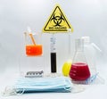 Laboratory for scientific experiments with biohazard sign isolated on white background Royalty Free Stock Photo