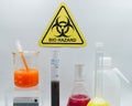 Laboratory for scientific experiments with biohazard sign isolated on white background Royalty Free Stock Photo