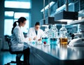 Laboratory scientific and medical research. Doctors and scientists conduct experiments and experiments