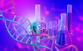 Laboratory, scientific research. Chemistry, test tubes and flasks