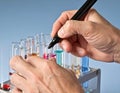 Laboratory Scientist Conducting Chemical Test with Test Tubes and Pipette Royalty Free Stock Photo