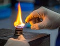 Laboratory Scientist Using Flame Test for Material Analysis Royalty Free Stock Photo