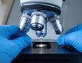 Laboratory Scientist Using Microscope for Research and Analysis Royalty Free Stock Photo